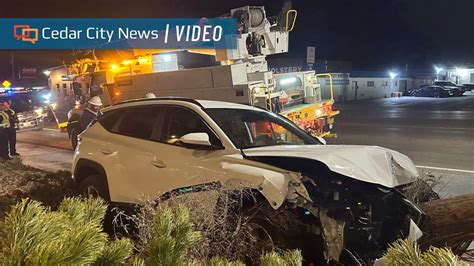 Driver Taken To Hospital After Car Smashes Into Utility Pole On Cedar