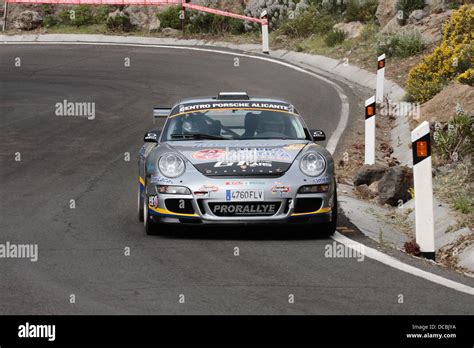 Miguel Fuster And Dani Cue Competing In The ERC Rally Islas Canarias