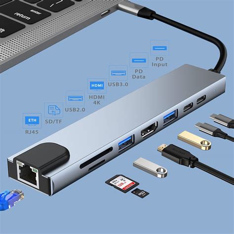 NeoGenius USB C Hub 8 In 1 Aluminum Multiport Adapter For MacBook Pro