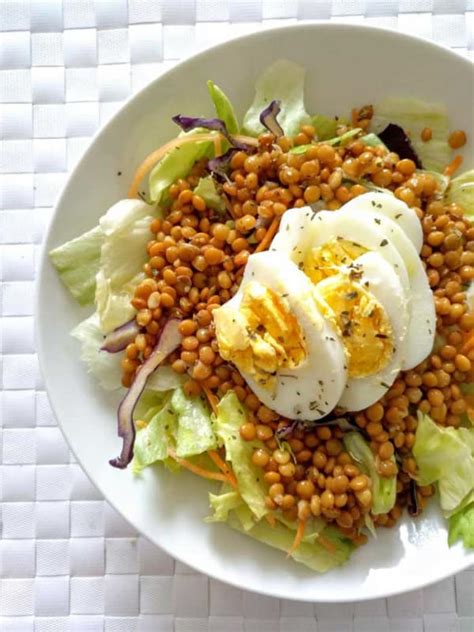 Ensalada Variada Con Lentejas Y Huevo Receta Ekilu