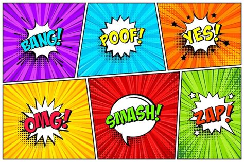 Premium Vector Cartoon Comic Backgrounds Set Speech Bubble Comics