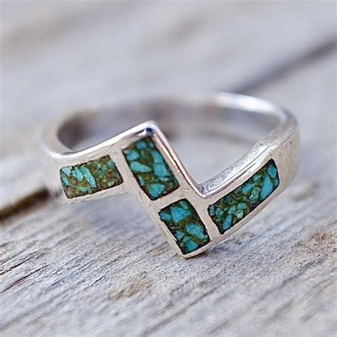 Turquoise Zig Zag Ring In 2020 Turquoise Southwest Ring Sterling Ring