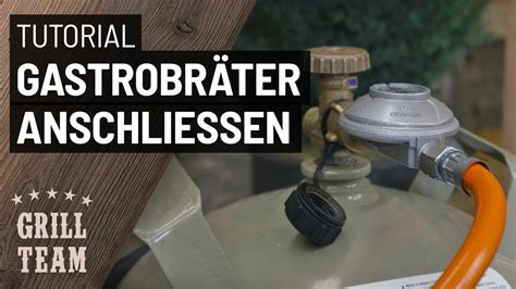 Gasflasche an Gastrobräter anschließen Anleitung YouTube