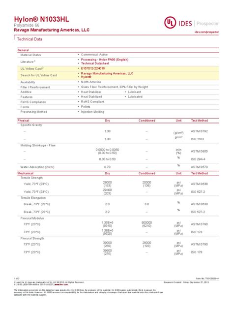 Tds Hylonn1033hl Pdf Materials Building Engineering