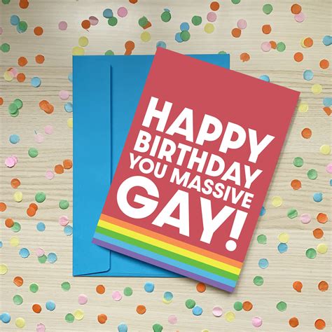 Feliz Cumpleaños Que Tarjeta De Cumpleaños Gay Masivo Tarjeta Etsy