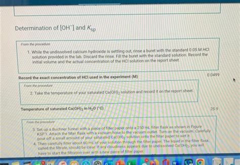 Week 14 Report Determination Of Solubility Product Chegg