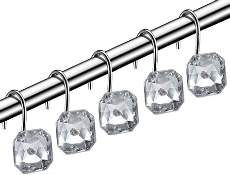 Hblife Shower Curtain Hooks Pcs Acrylic Decorative Rolling Diamond