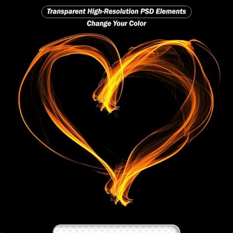 Premium PSD Heart Shape Of Fire On Black Background With Copyspace In