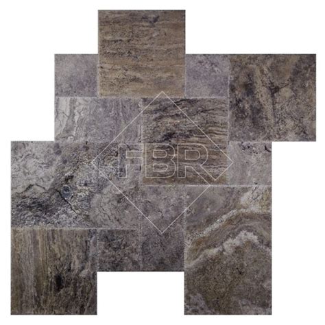 Silver Fantasy Brushed Chiseled French Pattern Travertine Tile