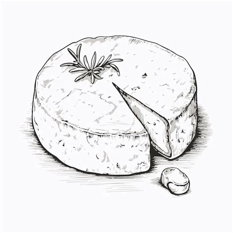 Vector De Dibujo De Estilo Grabado De Queso Camembert Vector Premium