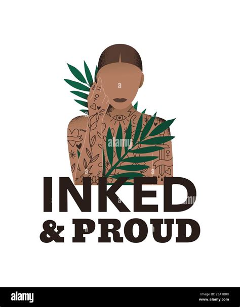 Body Positivity T Shirt Design Featuring A Tattooed Woman Graphic Stock