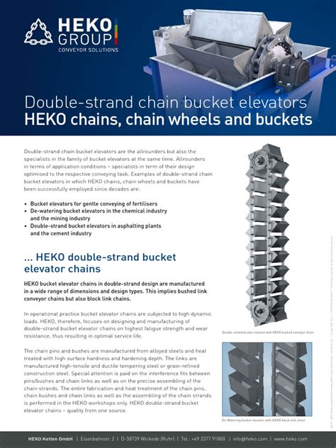 Db 071 Heko Double Strand Chain Bucket Elevators Heko Chains Chain