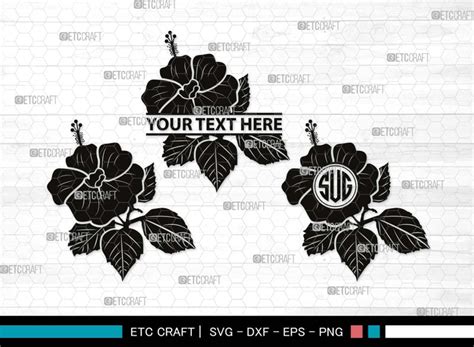 Hibiscus Monogram Hibiscus Silhouette Hibiscus Svg Tropical Flower