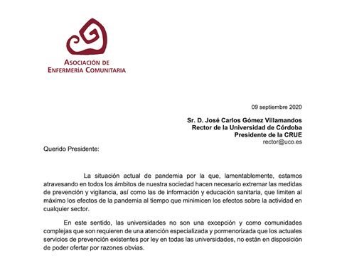 Carta De Aec Al Presidente De La Crue Ante La Pandemia De Covid