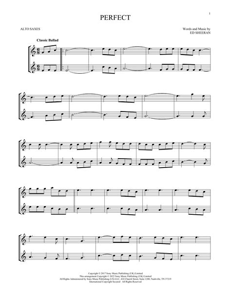 Perfect By Ed Sheeran Sheet Music For Alto Sax Duet At Sheet Music Direct