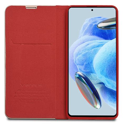 etui do xiaomi redmi note 12 5g zamykane eleganckie czerwone szkło