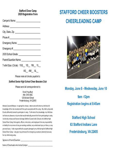 Fillable Online Cheer Camp Registration Form Template Fax Email Print