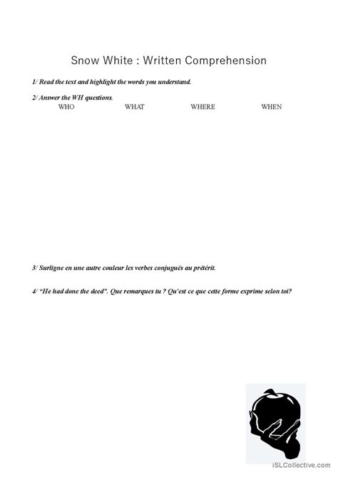 Snow White Reading Comprehensio English ESL Worksheets Pdf Doc