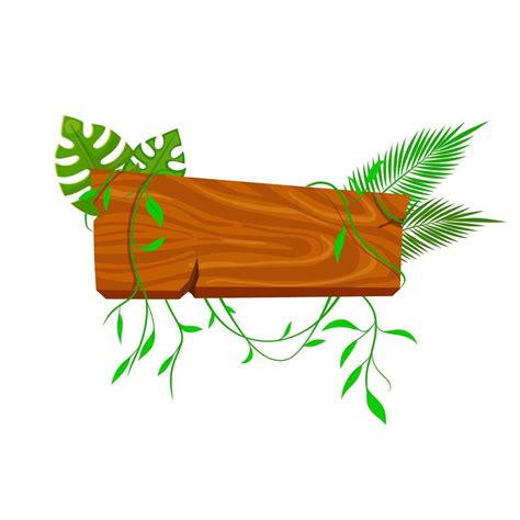 Jungle Wooden Signboard Cartoon Vector Illustration 17590658 Vector Art