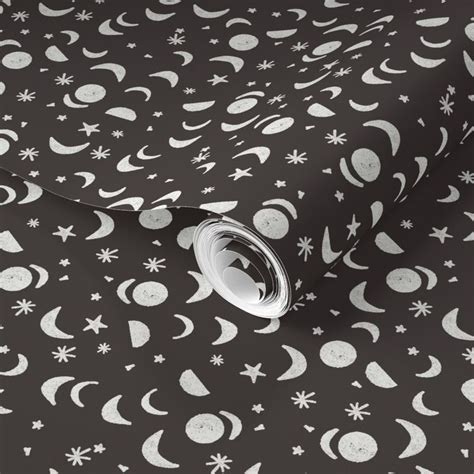 moon and stars nursery fabric - sfx1111 Wallpaper | Spoonflower ...