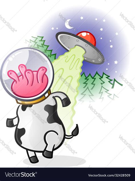 Alien cow cartoon character Royalty Free Vector Image