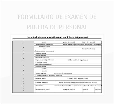 Plantillas Formulario De Examen De Prueba De Personal Para Excel Gratis