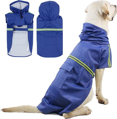 Impermeable Para Perros Con Capucha Y Collar Agujero Y Tiras