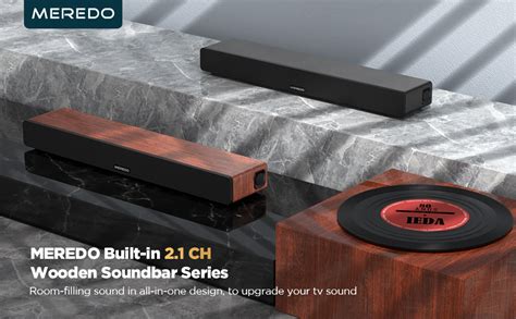 Sound Bar Wooden Meredo Soundbar For Tv With Built In Subwoofer W