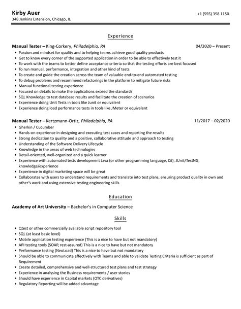 Roles And Responsibilities Of Manual Tester In Resume