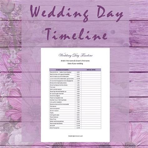 Wedding Day Schedule Template Database