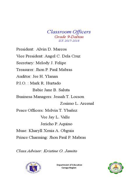 Classroom Officers Pdf