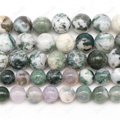 Natural Green Round Tree Agate Beads Supplies - Dearbeads