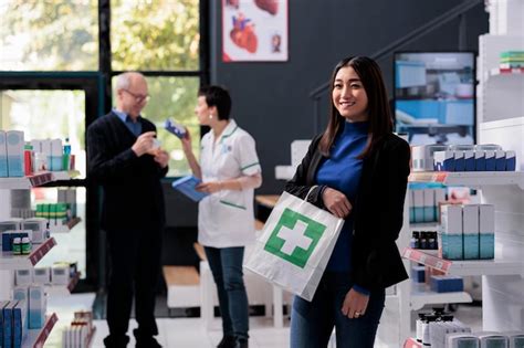 Premium Photo Satisfied Pharmacy Store Client Holding Prescription