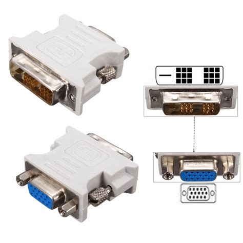 DVI D 18 1 Dual Link Male To VGA 15 Pin Female Adapter Converter For