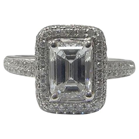 Customizable Halo Emerald Cut Emerald Diamonds Engagement Ring Unique