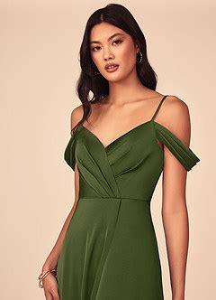 Azazie Ocean Stretch Satin Dress Olive Bridesmaid Dresses Azazie Ca