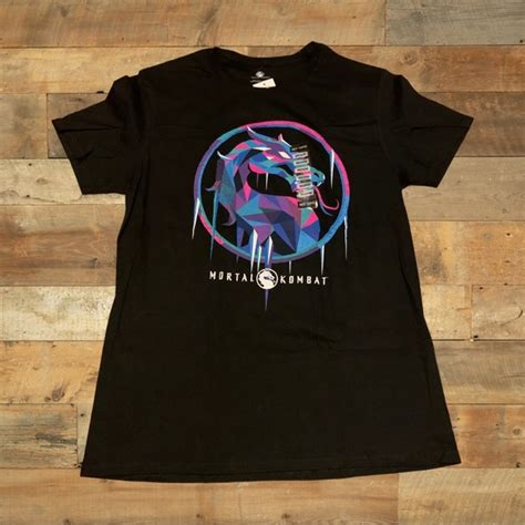 Hot Topic Shirts Neon Mortal Kombat Dragon Logo Shirt Neon Kari Black Dragon Metal Spencers
