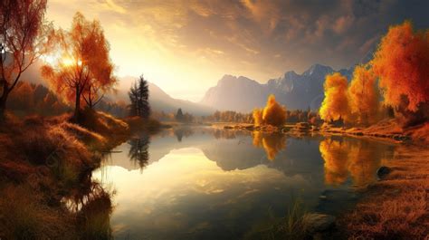 Autumn Trees Lake Wallpaper