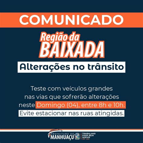 Prefeitura Municipal De Manhua U Comunicado Testes No Tr Nsito Da