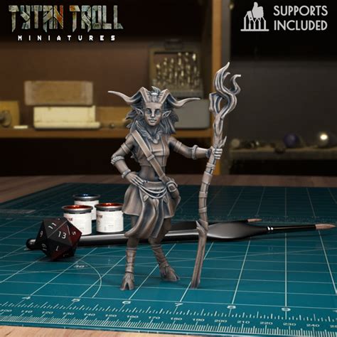 3D Printable DnD Heroes Saytr Mage Female Pre Supported By TytanTroll