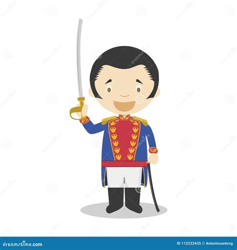 Personaje De Dibujos Animados De Simon Bolivar Ilustración Del Vector
