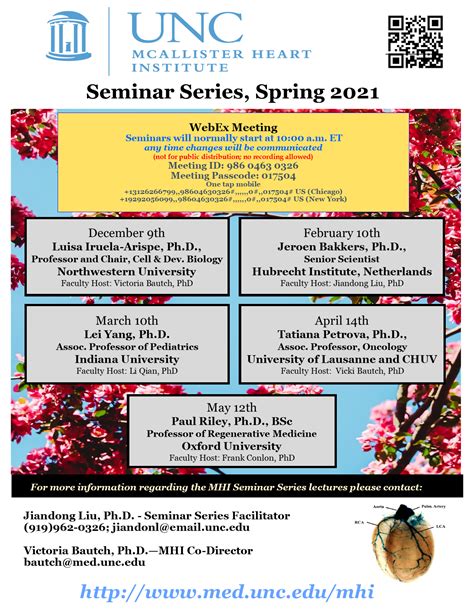 MHI Virtual Seminar Series Spring 2021 UNC McAllister Heart Institute