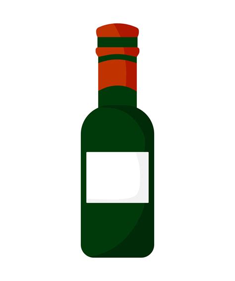 Green Oil Or Wine Glass Bottle Cartoon Illustration Isolated On White Background Vector Product