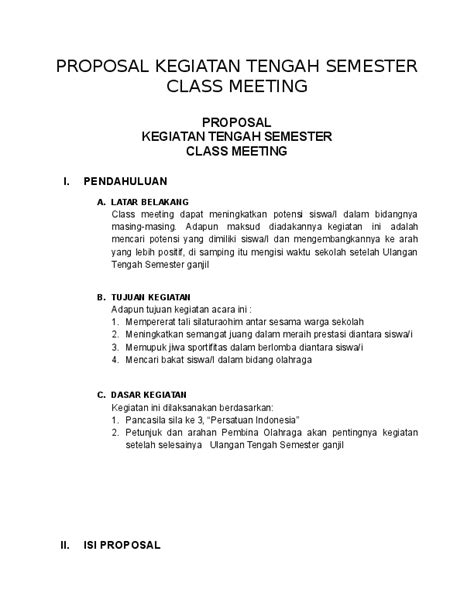 Contoh Proposal Kegiatan Class Meeting Osis Galeri Sampul