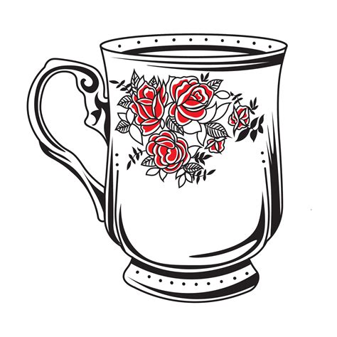 Cup with old school flower vector illustration 39941806 Vector Art at ...