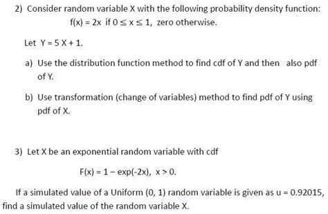 SOLVED 2 Consider Random Variable X With The Following Probability