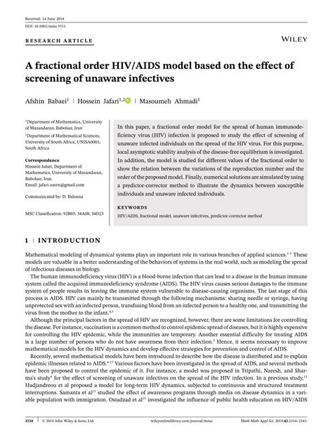 A Fractional Order Hivaids Model Based On The Effect Of Screening Of