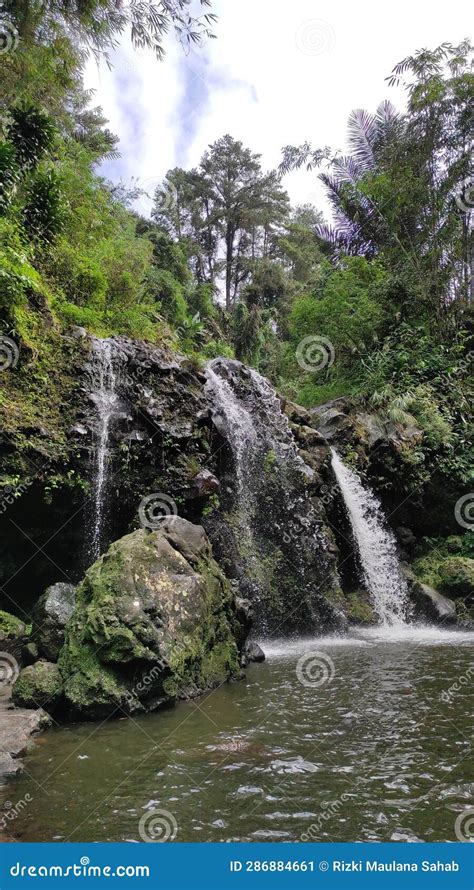 Beautiful Waterfalls In The Middle Of Forest Stock Image Image Of