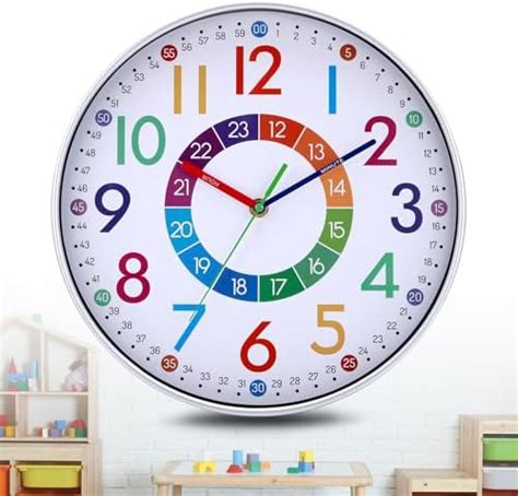 Amazon de JIZZU Kinder Wanduhr Ohne Tickgeräusche 30cm Bunt Zahlen