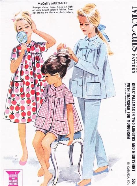 Girls Nightgown Mccalls M6225 Sewing Pattern Girls Pajamas Size 3 6